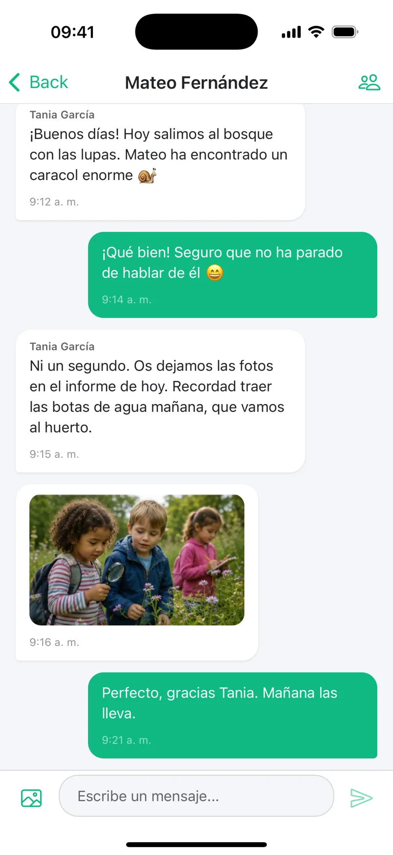 Conversation between a teacher and a family